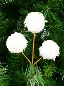 White Pom Pom Snowballs Decorative Christmas Spray Pick - 15cm
