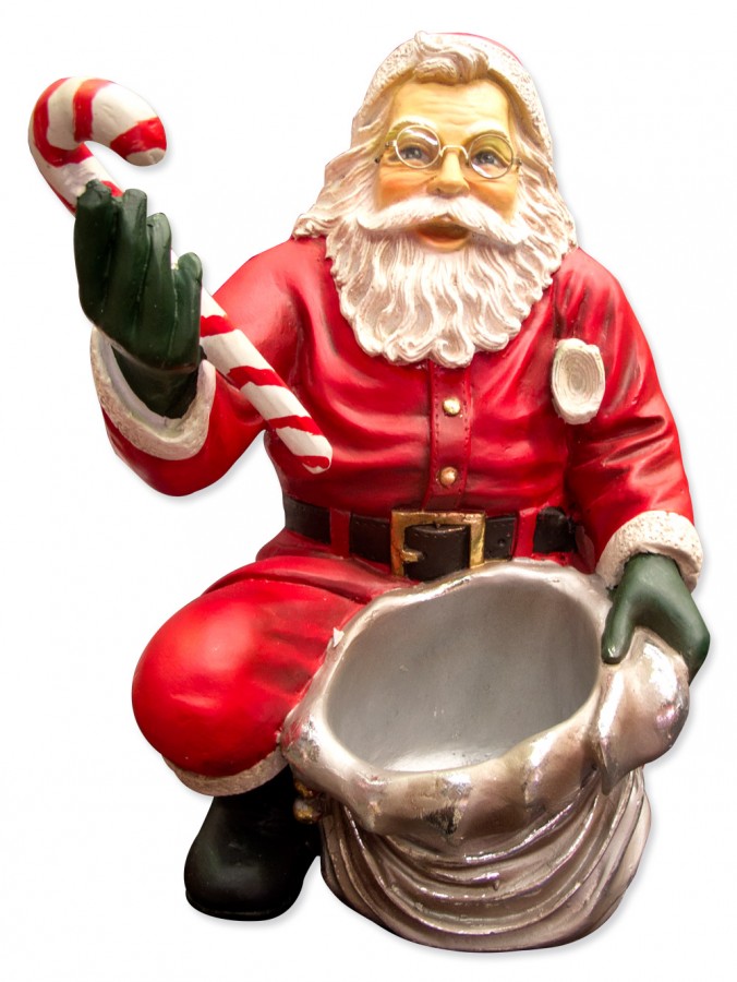 Kneeling Santa With Gift Bag Christmas Decor - 40cm