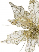 Pearl Velvet & Metallic Sheer Cactus Decorative Christmas Floral Pick - 22cm