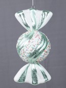 27cm Teal Green & White Wrapped Sugar Ball Lolly Christmas Tree Ornament