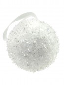 White With Silver Flecks Snowball Baubles - 6 x 60mm