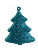 Glittered Turquoise & Silver 3D Tree Decorations - 4 x 70mm