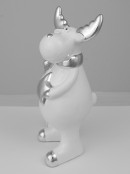 Ceramic Standing Reindeer With Silver Accents - 19cm