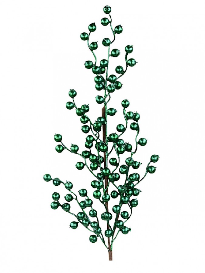 Matte Emerald Green Christmas Berry Spray Stem | 80cm