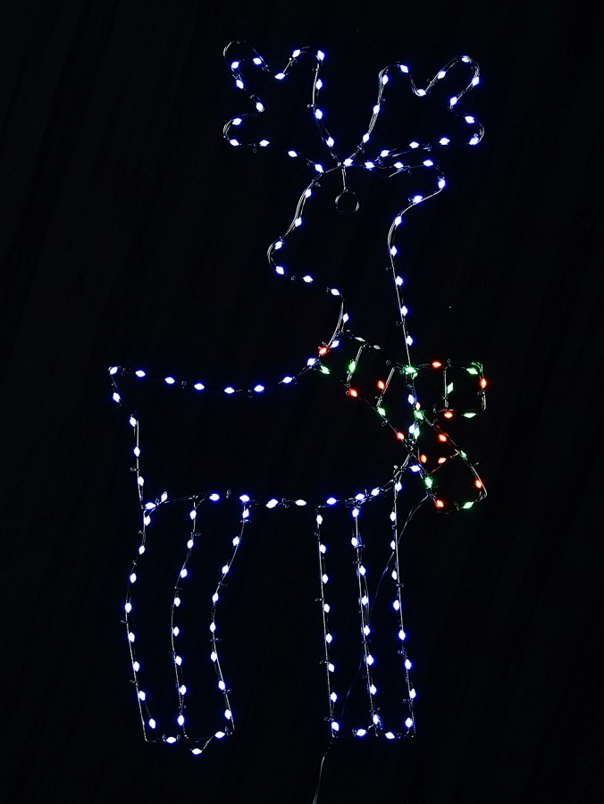 Reindeer With Twinkle Scarf On Black Frame Outdoor LED Light Display | 60cm