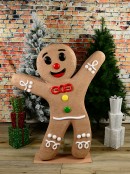 1.4m Cheery Gingerbread Man In Posing Stance Life Size Resin Ornament