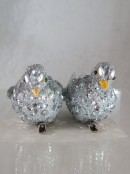 Silver Sequin Glitter Birds - 2 x 14cm