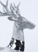 Large Silver Glitter & Mirror Tile Accented Christmas Reindeer Ornament - 76cm