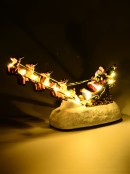 Santa, Sleigh & Reindeers With LEDs Battery Christmas Village Scene - 26cm