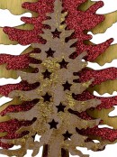 Brown, Red & Natural Wooden Christmas Trees Table Top Ornament - 28cm