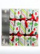 White With Various Colour Christmas Trees & Decorations Bon Bons - 12 x 25cm