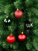 35x 60mm Red Pearl, Matte, Glitter & Shiny Green Christmas Baubles
