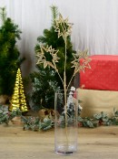 62cm Gold 3D Wire-Like Christmas Stars Spray With Sequins Long Stem