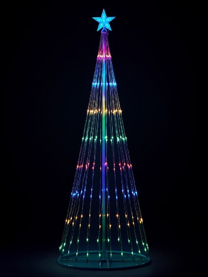 Multi Colour Digital LED String Fairy Light Conical Outdoor Christmas Tree - 1.9m