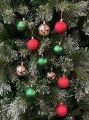 12x 60mm Red Glitter, Green Matte & Gold Metallic Christmas Baubles