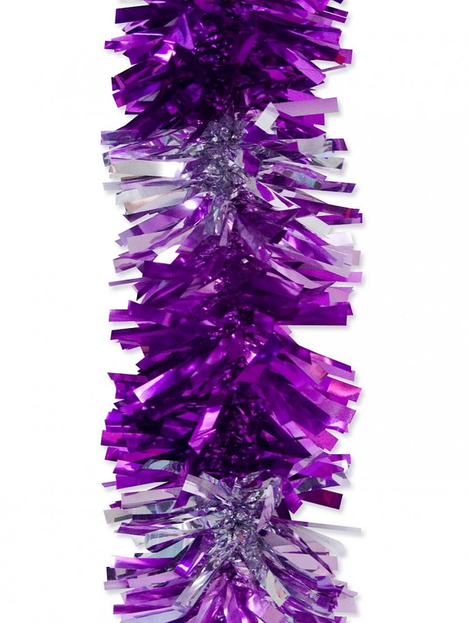 Purple Violet Lilac & Silver Metallic Tinsel Garland - 2.7m