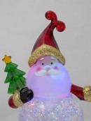 Santa Holding Tree Illuminated Snow Globe Ornament - 22cm