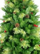 Douglas Fir Christmas Tree With Pine Cones & Red Berries - 2.3m