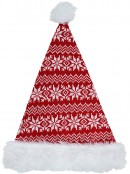 Red & White Knitted Sweater Look Santa Christmas Hat - One Size Fits Most