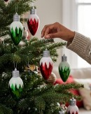 4x Whimsical Red & Green Majestic Icicle Light Bulb Bauble | 16cm