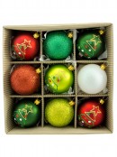 Classic Christmas Coloured Baubles - 9 x 60mm