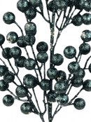 Forest Green Glitter & Iridescent Sequin Christmas Berry Spray Stem | 78cm
