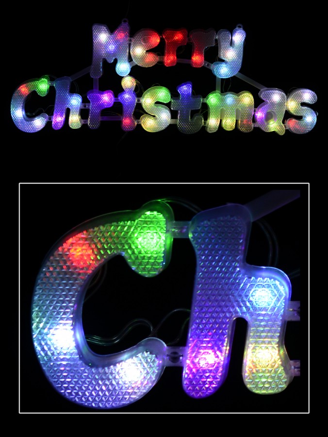 Multi Colour Auto Change Twinkle LED Merry Christmas Sign - 49cm