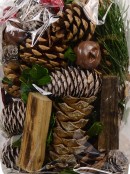 Natural Pine Cones, Wood Chunks, Stars, Bells & Berries Decoration Mix - 400g