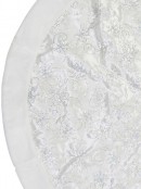 White With Sequin Swirl Pattern & Faux Fur Trim Christmas Tree Skirt - 1.2m