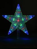 Multi Colour LED Illuminated 3D Star Tree Topper Ornament - 22cm