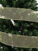 Large Gold Glitter Netted Mesh Wide Cut Christmas Craft Ribbon - 10m