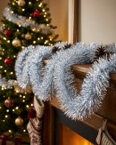 Professional 8ply Silver Metallic Fir Needle Christmas Tinsel Garland | 5m x 15cm