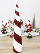 Large Red & White Metallic Tinsel 3D Conical Tabletop Christmas Tree - 92cm