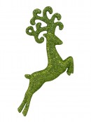 Lime Green & Turquoise Glittered Deer Decorations - 4 x 10cm