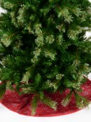 Silver Glittered Snowflake Pattern Red Hessian Christmas Tree Skirt - 88cm