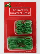 Green Wire Reusable Christmas Decoration & Ornament Hanger - 100 Pack