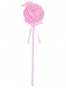 38cm Pink & White Lollipop Swirl With Satin Bow Long Christmas Stem