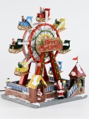 Rotating Merry Christmas Ferris Wheel With Multi Colour LED Lights - 33cm