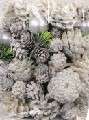 Assorted White Glittered Natural Pine Cone Decoration Mix - 300g