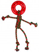 Assorted 38cm Red & Green Ring Head Rope Figure Dog Christmas Tug Toy