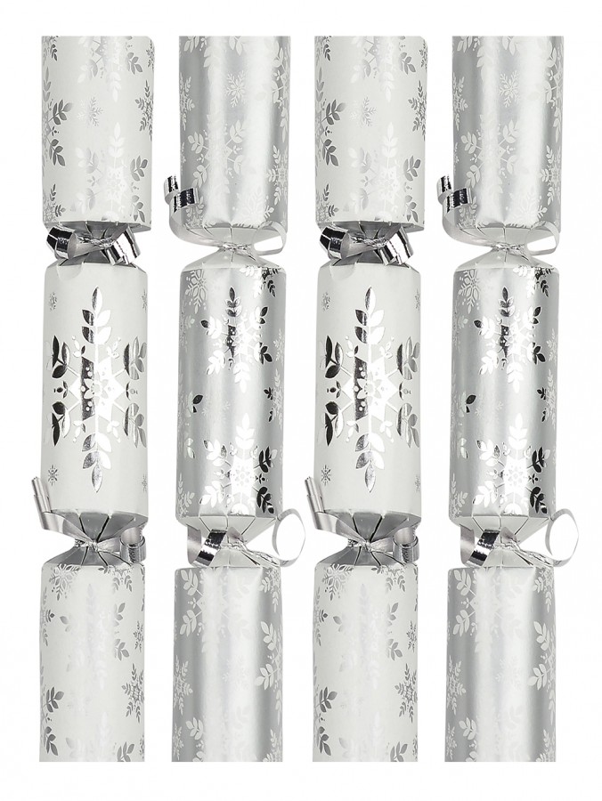 Silver & White With Silver & White Snowflakes Bon Bons - 6 x 22cm