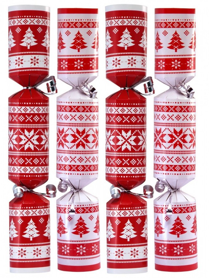 Red & White Nordic Design Christmas Cracker Bon Bons - 50 X 28cm