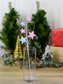 53cm Pastel Pink & Blue Christmas Stars & Curly Willow Spray Long Stem
