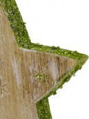 Wood Star with Green Glitter Trim Christmas Tree Hanging Decoration - 12cm
