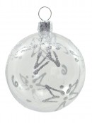 Clear Baubles With Assorted Glittered Pattern - 9 x 60mm