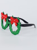 Green Christmas Wreaths & Red Bows Fun Novelty Glasses - One Size Fits Most