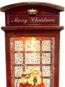Santa & Candlestick Phone Booth Christmas Snow Globe Ornament - 25cm