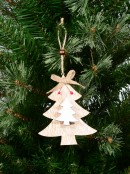 Natural & White Wood Christmas Tree With Peg Clip Hanging Decoration - 12cm