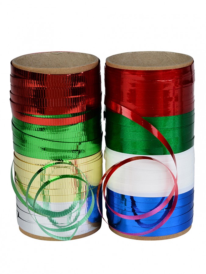 8x 7.5m Metallic & Gloss Assorted Colours Christmas Curling Ribbon