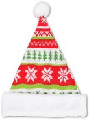Red, Green & White Ugly Knitted Sweater Look Santa Hat - One Size Fits Most